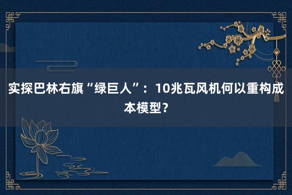 实探巴林右旗“绿巨人”：10兆瓦风机何以重构成本模型？