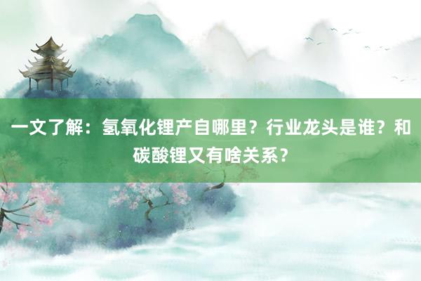 一文了解：氢氧化锂产自哪里？行业龙头是谁？和碳酸锂又有啥关系？