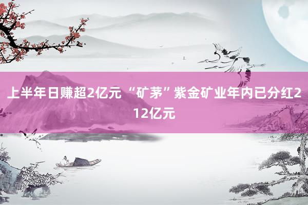 上半年日赚超2亿元 “矿茅”紫金矿业年内已分红212亿元
