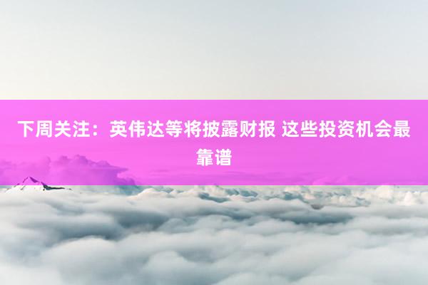 下周关注：英伟达等将披露财报 这些投资机会最靠谱
