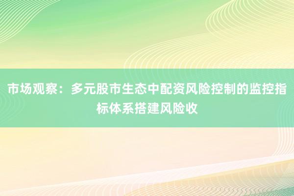 市场观察：多元股市生态中配资风险控制的监控指标体系搭建风险收