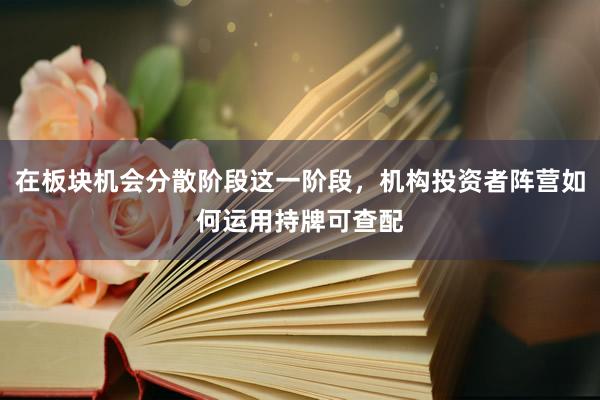 在板块机会分散阶段这一阶段，机构投资者阵营如何运用持牌可查配