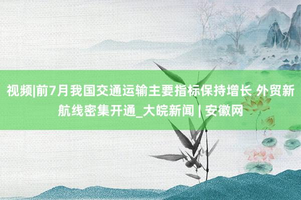 视频|前7月我国交通运输主要指标保持增长 外贸新航线密集开通_大皖新闻 | 安徽网