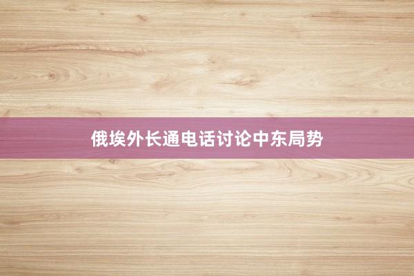 俄埃外长通电话讨论中东局势