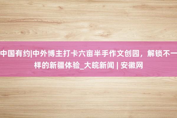 中国有约|中外博主打卡六亩半手作文创园，解锁不一样的新疆体验_大皖新闻 | 安徽网