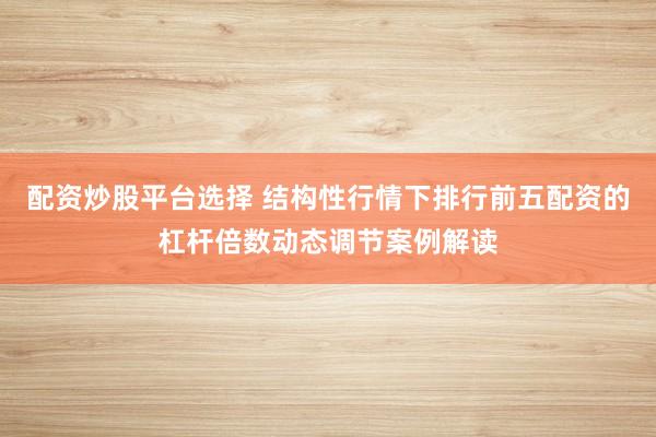 配资炒股平台选择 结构性行情下排行前五配资的杠杆倍数动态调节案例解读