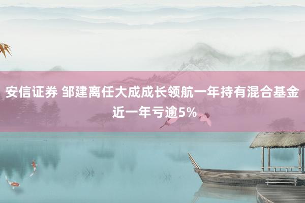 安信证券 邹建离任大成成长领航一年持有混合基金 近一年亏逾5%