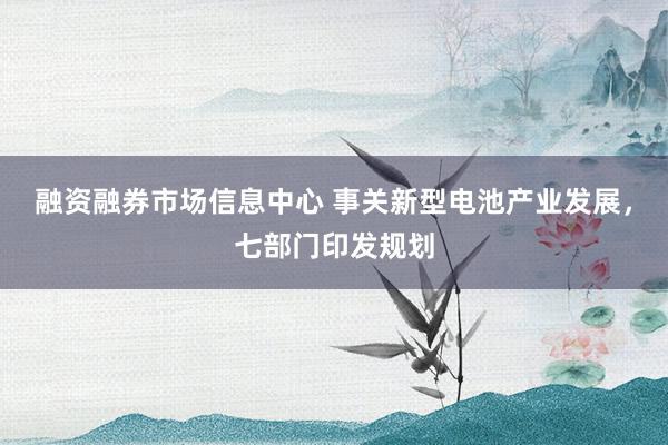 融资融券市场信息中心 事关新型电池产业发展，七部门印发规划