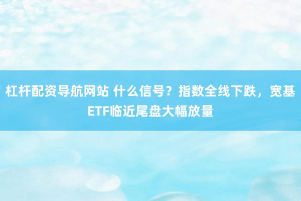 杠杆配资导航网站 什么信号？指数全线下跌，宽基ETF临近尾盘大幅放量